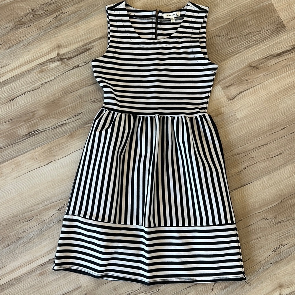 Black and white striped dress